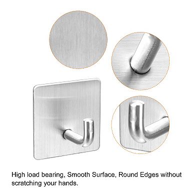 1Pc Self Adhesive Wall Hooks, 304 Stainless Steel Sticky Hooks Hanger