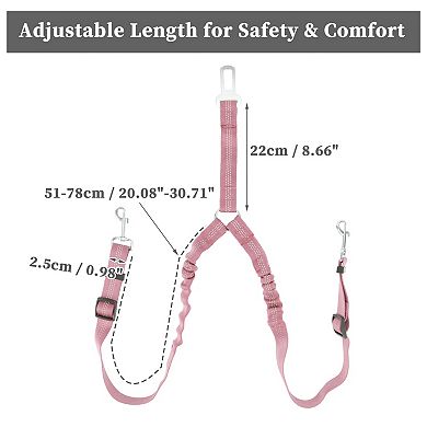 Double Dog Seat Belt, Nylon Dual Pet Car Headrest Restraint Safety Seatbelt, No Tangle Dog Leash