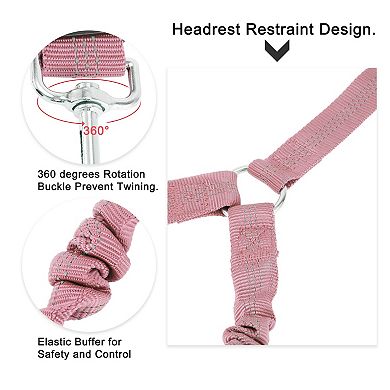 Double Dog Seat Belt, Nylon Dual Pet Car Headrest Restraint Safety Seatbelt, No Tangle Dog Leash