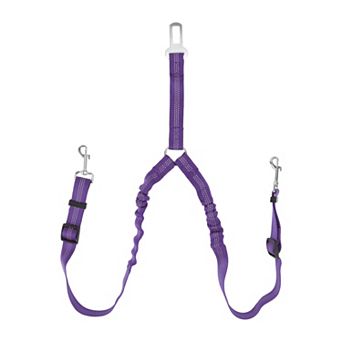 Double Dog Seat Belt, Nylon Dual Pet Car Headrest Restraint Safety Seatbelt, No Tangle Dog Leash