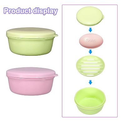 Travel Soap Container, 2Pcs Round Soap Holder Portable Soap Case Box with Leakproof Lid for Bathroom