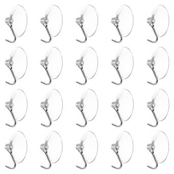 20 pc Suction Cup Hooks 1.18" Waterproof Vacuum Shower Hook Load 6.6 Lbs, Clear