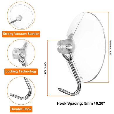20pcs Suction Cup Hooks 1.18" Waterproof Vacuum Shower Hook Load 6.6 Lbs, Clear