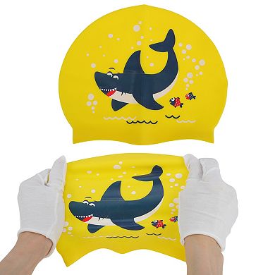 Silicone Waterproof Cartoon Shark Swim Cap for Child 1 Pc