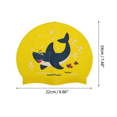Silicone Waterproof Cartoon Shark Swim Cap for Child 1 Pc
