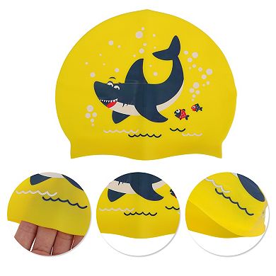 Silicone Waterproof Cartoon Shark Swim Cap for Child 1 Pc