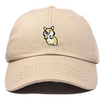 Dalix Leaping Corgi Embroidered Cap
