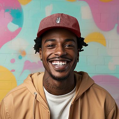 Dalix Peace Sign Embroidered Dad Hat