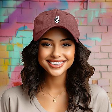 Dalix Peace Sign Embroidered Dad Hat