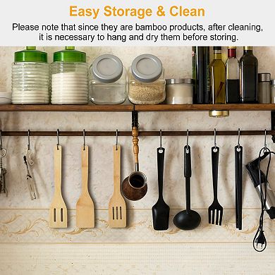 6-Piece Bamboo Cooking Utensil Set Wooden Spoons & Spatulas for Kitchen