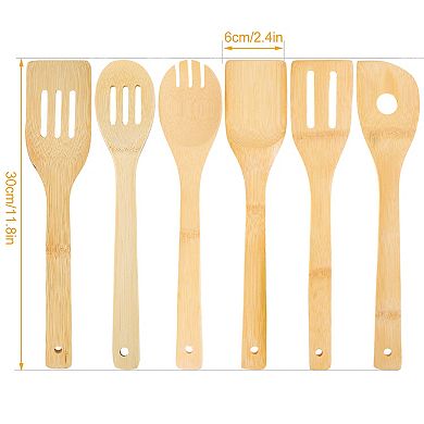 6-Piece Bamboo Cooking Utensil Set Wooden Spoons & Spatulas for Kitchen