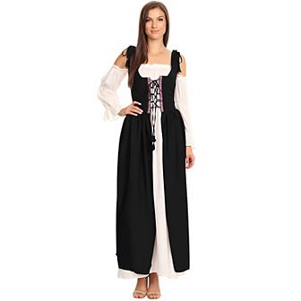 Women's Renaissance Lace-Up Overdress with Shoulder Tie Straps