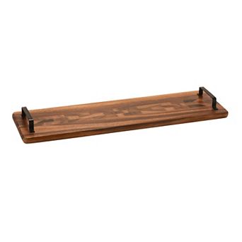 Solid Acacia Wood Tray w/ Metal Handle