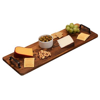 Solid Acacia Wood Tray w/ Metal Handle