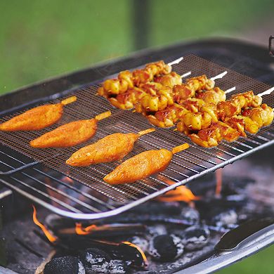 BBQ Grill Mat Non-Stick Reusable Mesh Baking Sheet Reversible, Washable for Gas & Charcoal