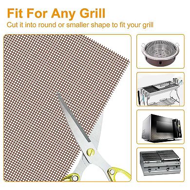 BBQ Grill Mat Non-Stick Reusable Mesh Baking Sheet Reversible, Washable for Gas & Charcoal