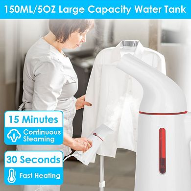 700W Portable Handheld Garment Steamer, 30s Heat-Up, 150ML Tank, Travel Clothes Wrinkle Remover