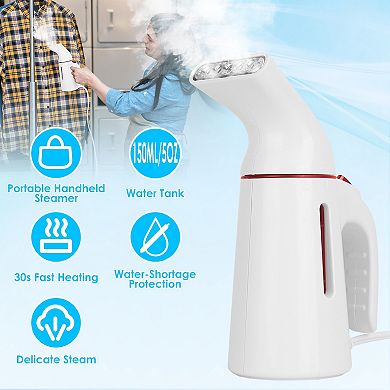 700W Portable Handheld Garment Steamer, 30s Heat-Up, 150ML Tank, Travel Clothes Wrinkle Remover