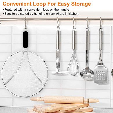 3" Grease Splatter Screen Stainless Steel Mesh Guard for Frying Pans & Pots