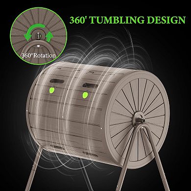 Dual Chamber Tumbling Composter 43 Gallon Large Outdoor Tumbling Composter