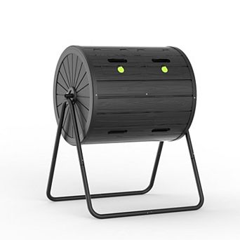 Dual Chamber Tumbling Composter 43 Gallon Large Outdoor Tumbling Composter