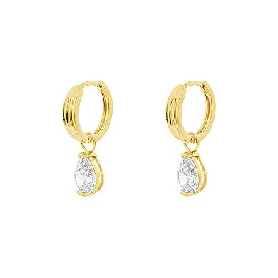 PRIMROSE Teardrop Cubic Zirconia Hoop Drop Earrings