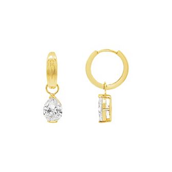 PRIMROSE Teardrop Cubic Zirconia Hoop Drop Earrings