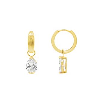 PRIMROSE Teardrop Cubic Zirconia Hoop Drop Earrings