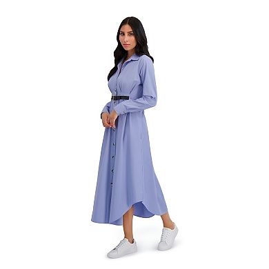 Women's London Times Belted Dolman Sleeve Shirt Dress