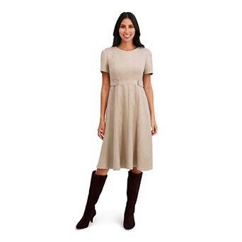 Women's London Times Suede Side Tab Fit & Flare Dress
