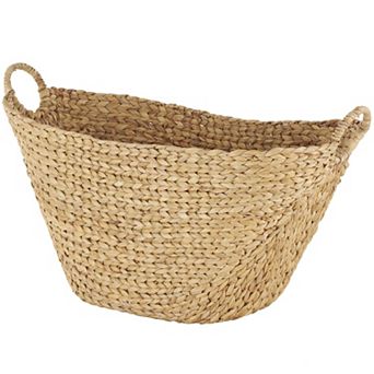 Stella & Eve Large Woven Decorative Storage Basket with Ring Handles