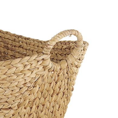 Stella & Eve Large Woven Decorative Storage Basket with Ring Handles