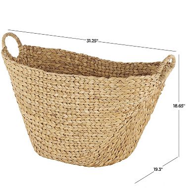 Stella & Eve Large Woven Decorative Storage Basket with Ring Handles