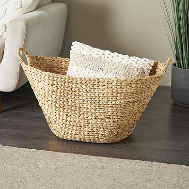 Stella & Eve Large Woven Decorative Storage Basket with Ring Handles