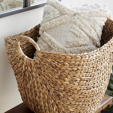Stella & Eve Tall Woven Decorative Storage Basket with Ring Handles