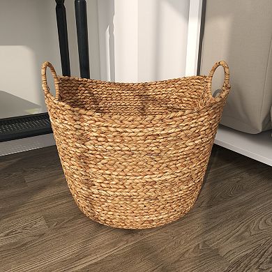 Stella & Eve Tall Woven Decorative Storage Basket with Ring Handles