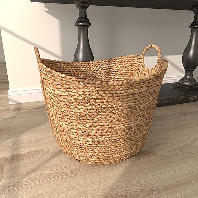 Stella & Eve Tall Woven Decorative Storage Basket with Ring Handles