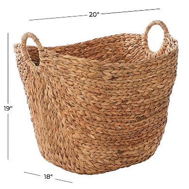Stella & Eve Tall Woven Decorative Storage Basket with Ring Handles