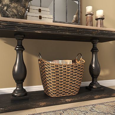 Stella & Eve Handmade Seagrass Storage Basket with Metal Handles