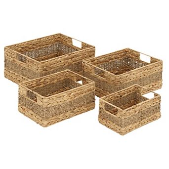Stella & Eve Handmade Seagrass Storage Basket with Handles