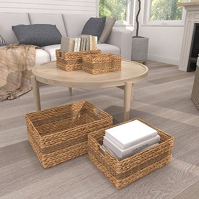 Stella & Eve Handmade Seagrass Storage Basket with Handles