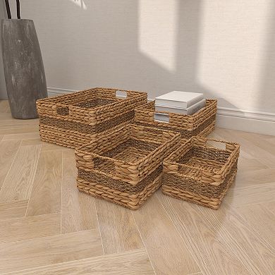 Stella & Eve Handmade Seagrass Storage Basket with Handles