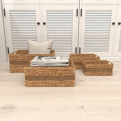 Stella & Eve Handmade Seagrass Storage Basket with Handles