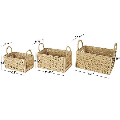 Stella & Eve 3-pk. Rattan Woven Storage Basket Set with Rope Handles