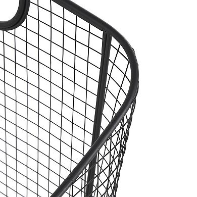 Stella & Eve Metal Decorative Storage Basket with Curved Sides & Ring Handles