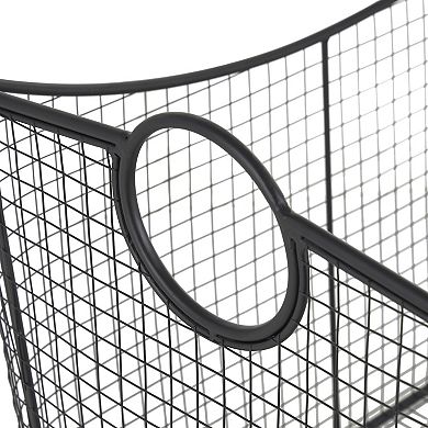 Stella & Eve Metal Decorative Storage Basket with Curved Sides & Ring Handles