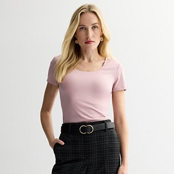 Women's Nine West Sculpt Short Sleeve Scoop Neck Top