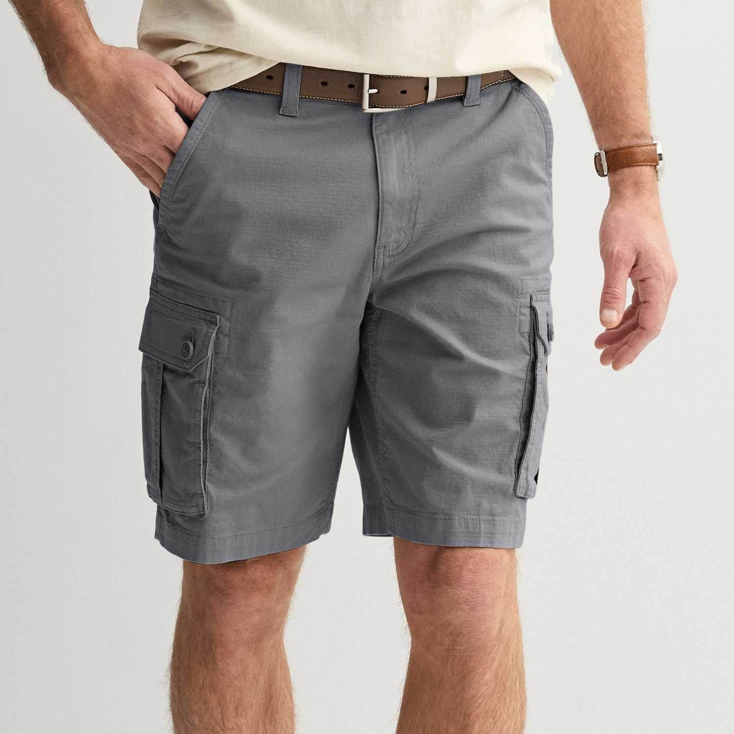 Мужские шорты-карго Sonoma Goods For Life Flexwear 10 дюймов, цвет: Тёмный серый — фото 1