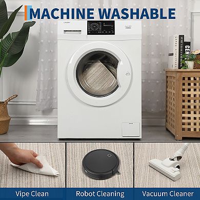 Garvee Modern Striped Area Rug Machine Washable Non Slip Low Pile Soft Rug for Living Room Bedroom