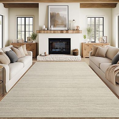 Garvee Modern Striped Area Rug Machine Washable Non Slip Low Pile Soft Rug for Living Room Bedroom